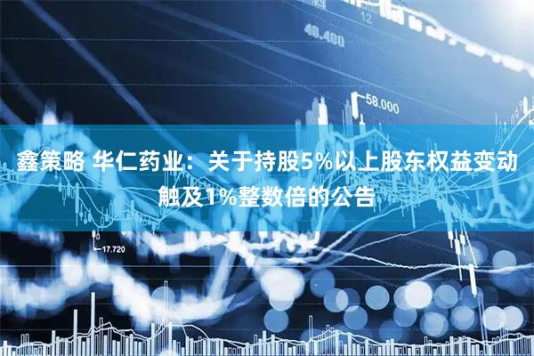 鑫策略 华仁药业：关于持股5%以上股东权益变动触及1%整数倍的公告