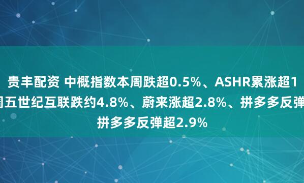 贵丰配资 中概指数本周跌超0.5%、ASHR累涨超1.2%，周五世纪互联跌约4.8%、蔚来涨超2.8%、拼多多反弹超2.9%